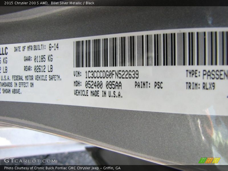 2015 200 S AWD Billet Silver Metallic Color Code PSC