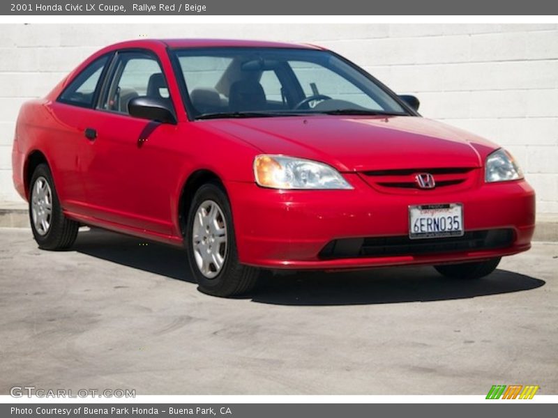 Rallye Red / Beige 2001 Honda Civic LX Coupe