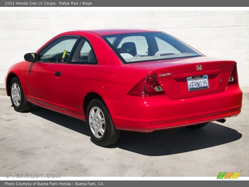Rallye Red / Beige 2001 Honda Civic LX Coupe