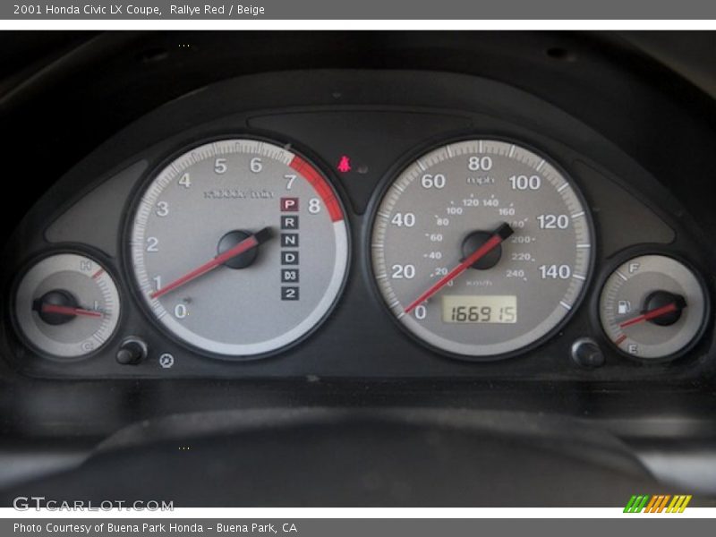 Rallye Red / Beige 2001 Honda Civic LX Coupe