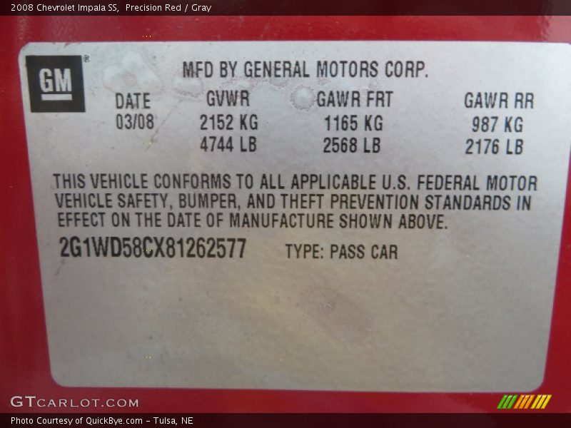 Precision Red / Gray 2008 Chevrolet Impala SS