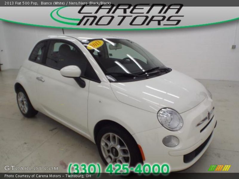 Bianco (White) / Nero/Nero (Black/Black) 2013 Fiat 500 Pop