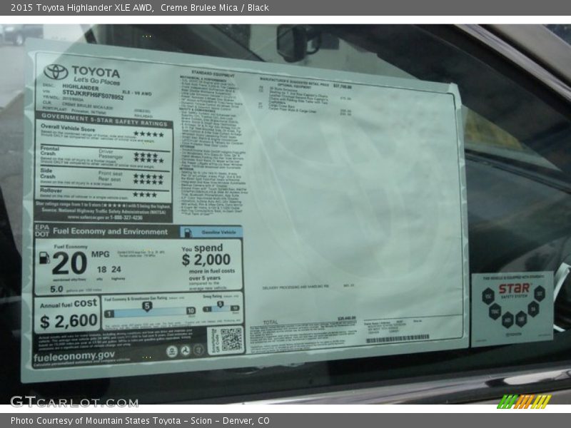 Creme Brulee Mica / Black 2015 Toyota Highlander XLE AWD