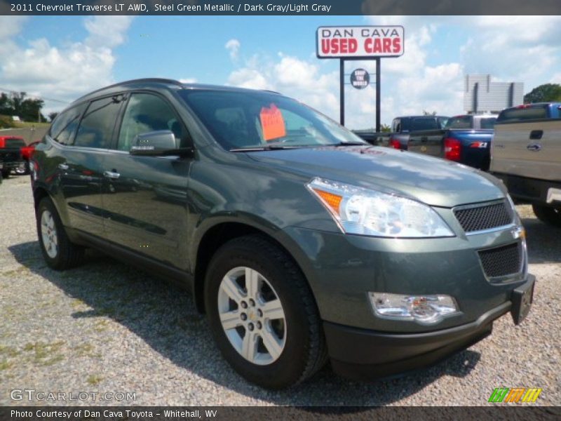 Steel Green Metallic / Dark Gray/Light Gray 2011 Chevrolet Traverse LT AWD