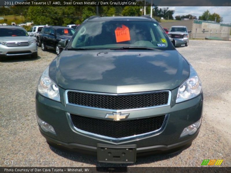 Steel Green Metallic / Dark Gray/Light Gray 2011 Chevrolet Traverse LT AWD