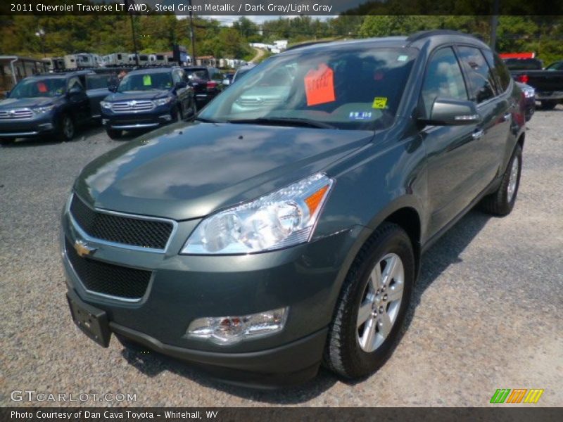 Steel Green Metallic / Dark Gray/Light Gray 2011 Chevrolet Traverse LT AWD
