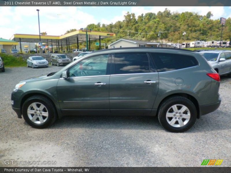 Steel Green Metallic / Dark Gray/Light Gray 2011 Chevrolet Traverse LT AWD