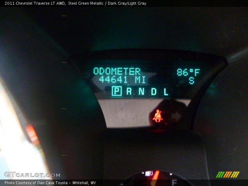 Steel Green Metallic / Dark Gray/Light Gray 2011 Chevrolet Traverse LT AWD