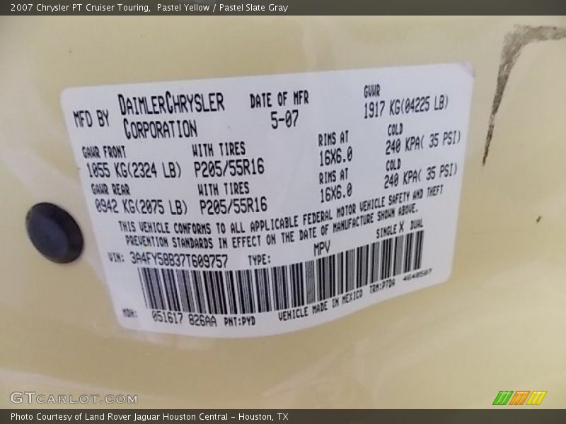 Pastel Yellow / Pastel Slate Gray 2007 Chrysler PT Cruiser Touring