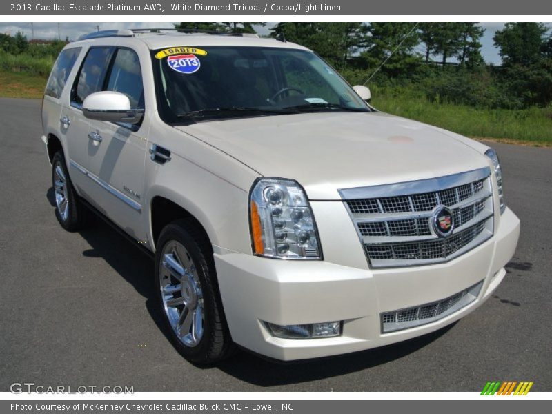 White Diamond Tricoat / Cocoa/Light Linen 2013 Cadillac Escalade Platinum AWD