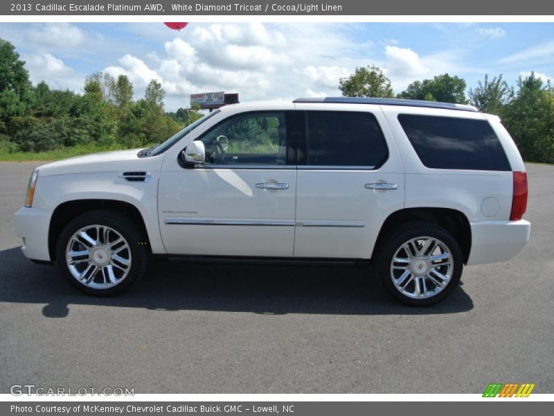 White Diamond Tricoat / Cocoa/Light Linen 2013 Cadillac Escalade Platinum AWD