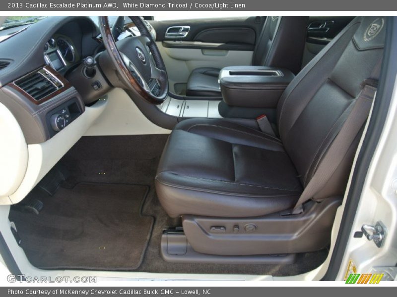 White Diamond Tricoat / Cocoa/Light Linen 2013 Cadillac Escalade Platinum AWD