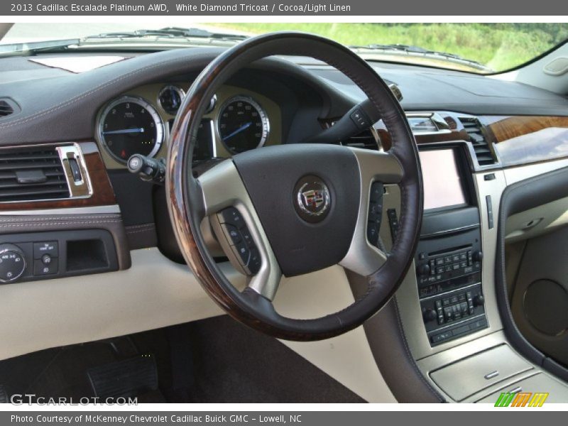 White Diamond Tricoat / Cocoa/Light Linen 2013 Cadillac Escalade Platinum AWD