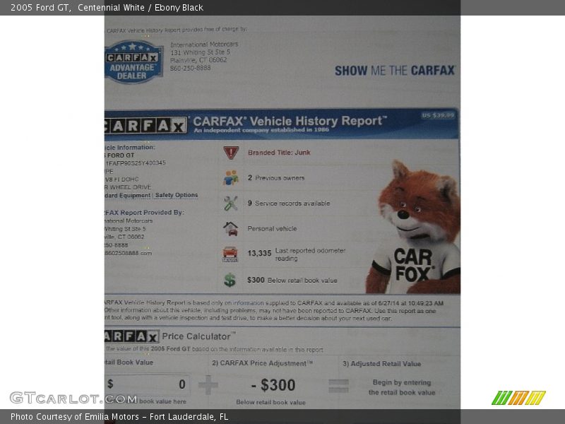 Centennial White / Ebony Black 2005 Ford GT