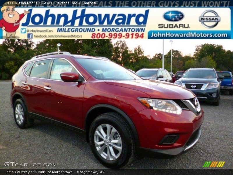 Cayenne Red / Charcoal 2014 Nissan Rogue SV AWD