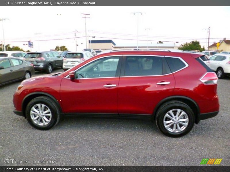 Cayenne Red / Charcoal 2014 Nissan Rogue SV AWD