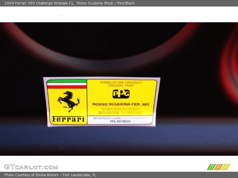 2004 360 Challenge Stradale F1 Rosso Scuderia (Red) Color Code 323