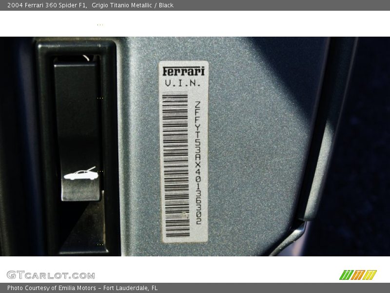 Grigio Titanio Metallic / Black 2004 Ferrari 360 Spider F1