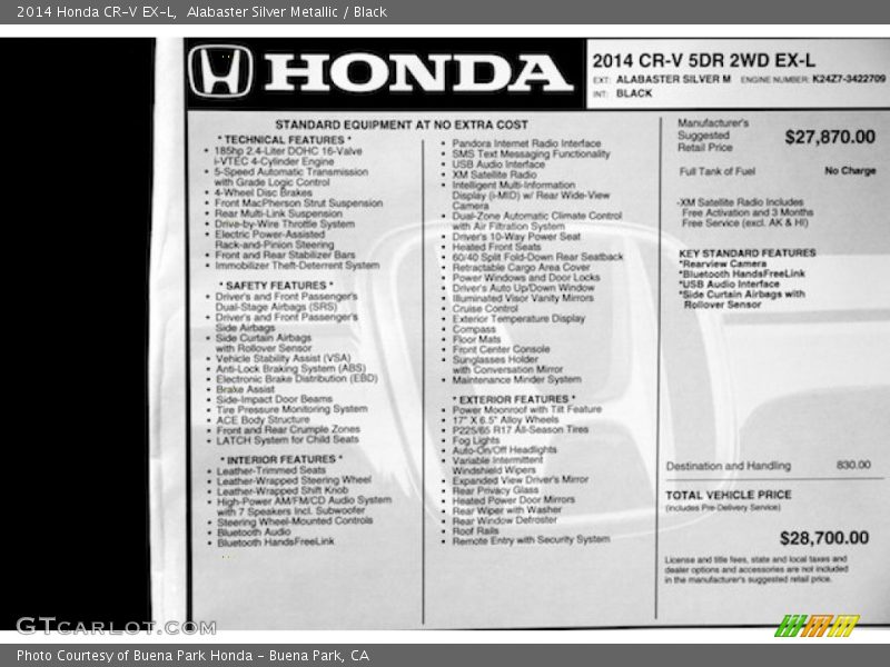 Alabaster Silver Metallic / Black 2014 Honda CR-V EX-L