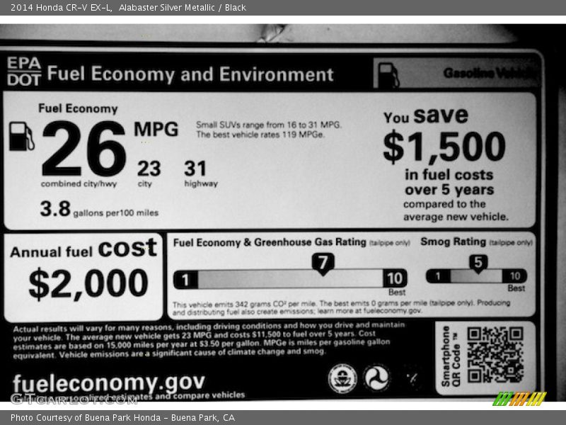 Alabaster Silver Metallic / Black 2014 Honda CR-V EX-L