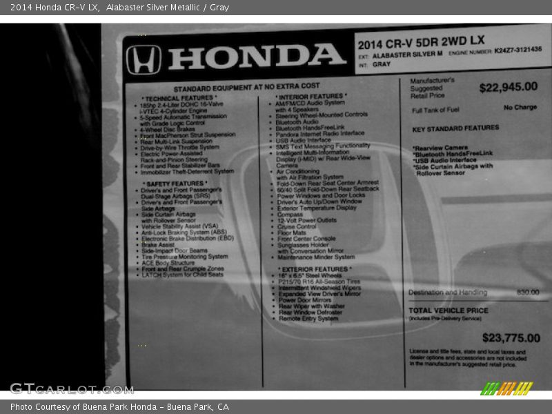 Alabaster Silver Metallic / Gray 2014 Honda CR-V LX