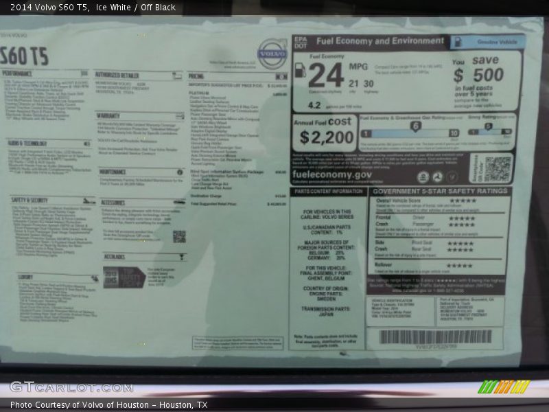 Ice White / Off Black 2014 Volvo S60 T5