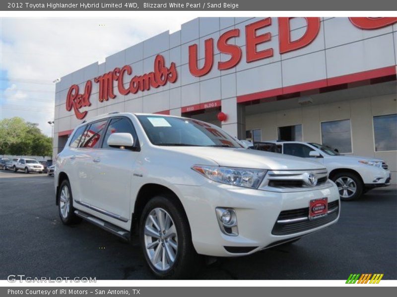 Blizzard White Pearl / Sand Beige 2012 Toyota Highlander Hybrid Limited 4WD