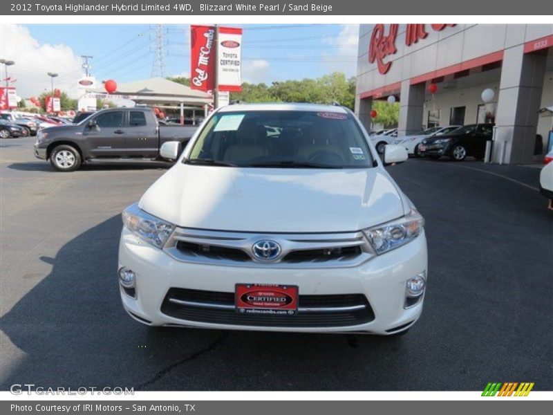 Blizzard White Pearl / Sand Beige 2012 Toyota Highlander Hybrid Limited 4WD