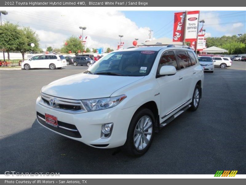 Blizzard White Pearl / Sand Beige 2012 Toyota Highlander Hybrid Limited 4WD