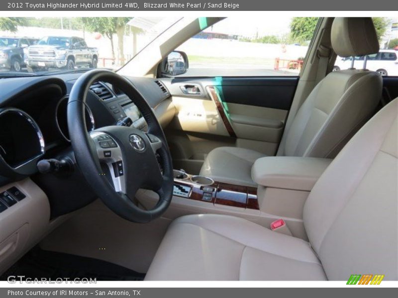 Blizzard White Pearl / Sand Beige 2012 Toyota Highlander Hybrid Limited 4WD