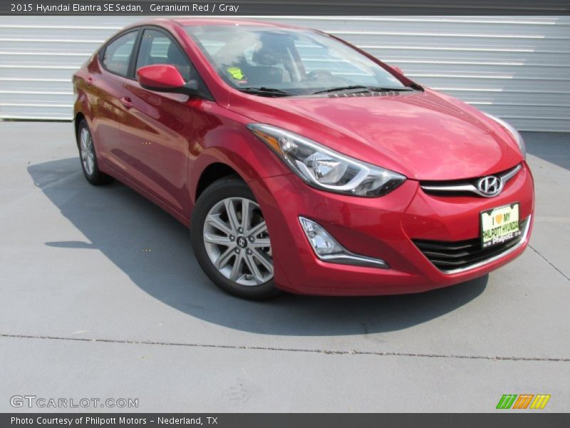Geranium Red / Gray 2015 Hyundai Elantra SE Sedan