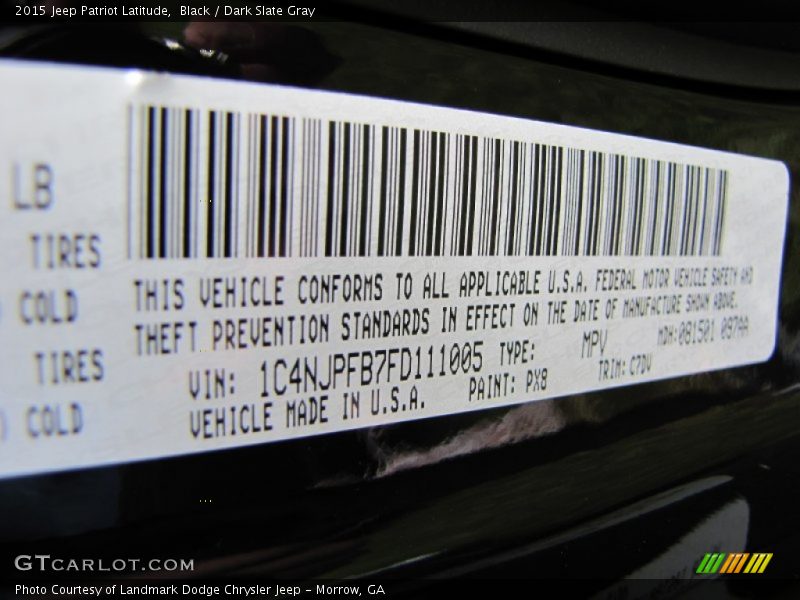 Black / Dark Slate Gray 2015 Jeep Patriot Latitude