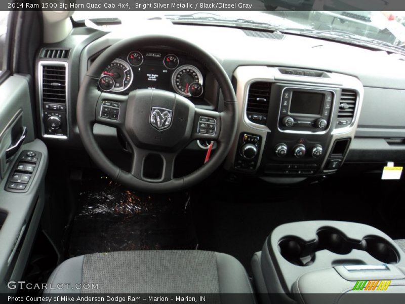 Bright Silver Metallic / Black/Diesel Gray 2014 Ram 1500 Big Horn Quad Cab 4x4