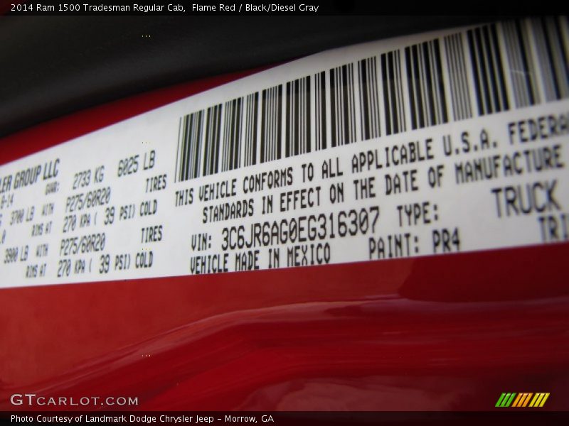 Flame Red / Black/Diesel Gray 2014 Ram 1500 Tradesman Regular Cab