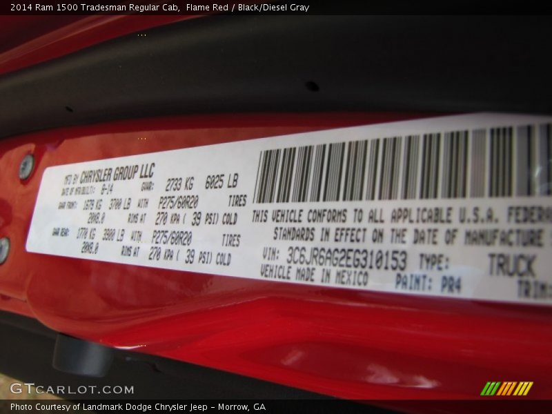 Flame Red / Black/Diesel Gray 2014 Ram 1500 Tradesman Regular Cab