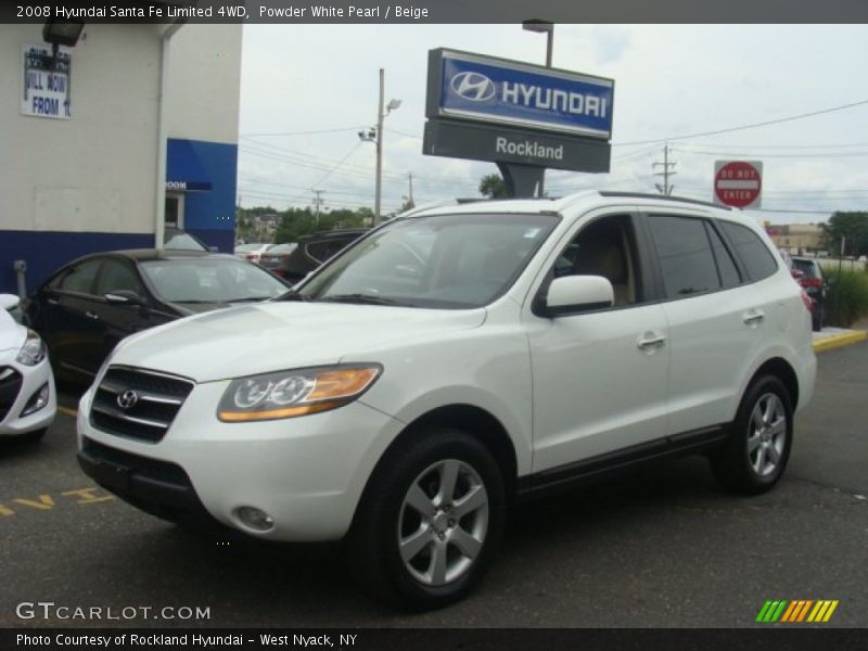 Powder White Pearl / Beige 2008 Hyundai Santa Fe Limited 4WD