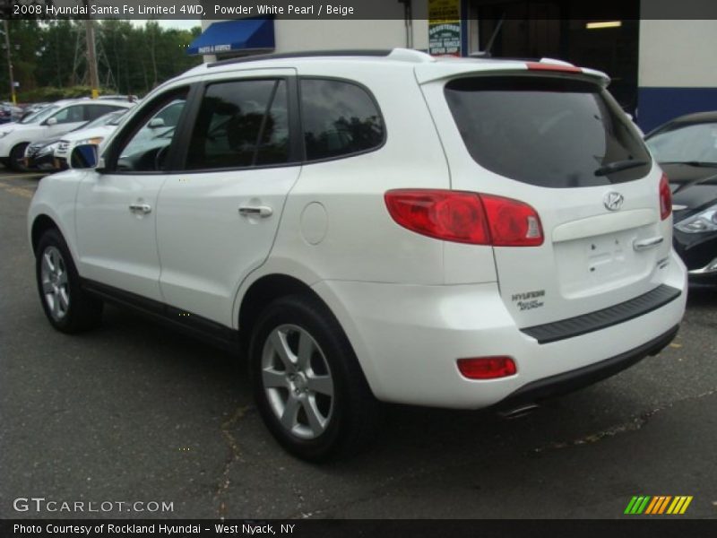 Powder White Pearl / Beige 2008 Hyundai Santa Fe Limited 4WD
