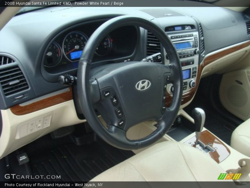 Powder White Pearl / Beige 2008 Hyundai Santa Fe Limited 4WD