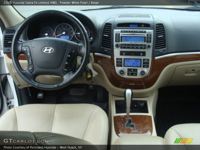 Powder White Pearl / Beige 2008 Hyundai Santa Fe Limited 4WD