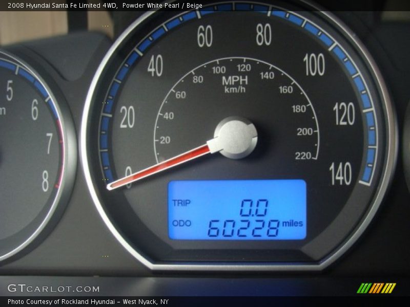Powder White Pearl / Beige 2008 Hyundai Santa Fe Limited 4WD