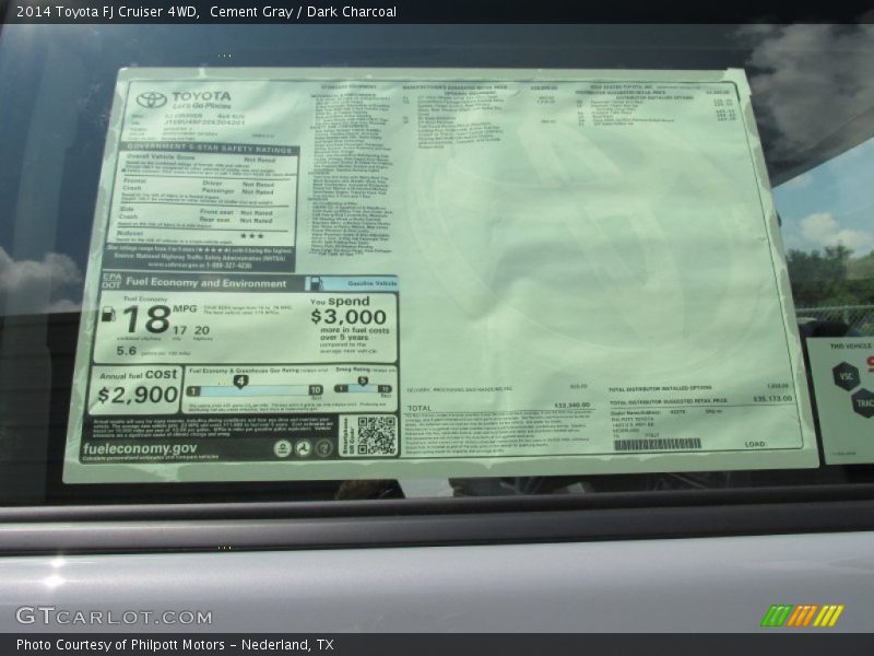 Cement Gray / Dark Charcoal 2014 Toyota FJ Cruiser 4WD