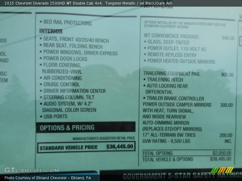 Tungsten Metallic / Jet Black/Dark Ash 2015 Chevrolet Silverado 2500HD WT Double Cab 4x4