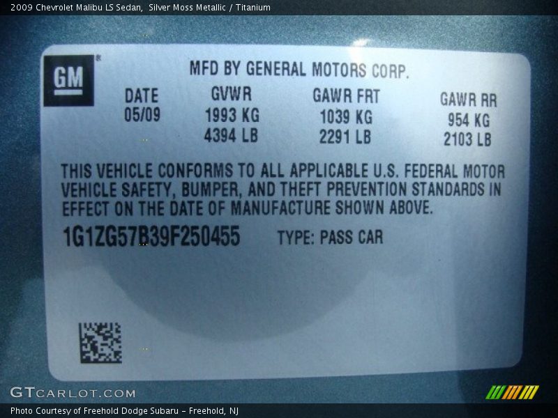 Silver Moss Metallic / Titanium 2009 Chevrolet Malibu LS Sedan