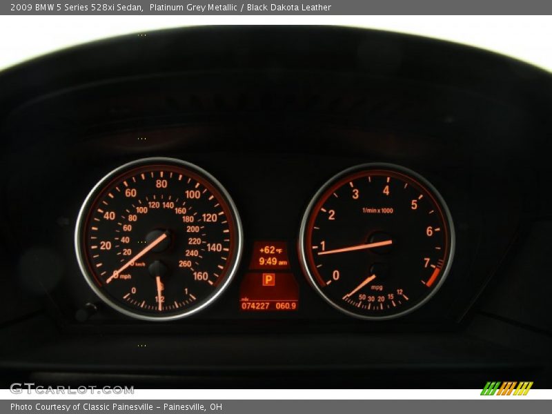 Platinum Grey Metallic / Black Dakota Leather 2009 BMW 5 Series 528xi Sedan