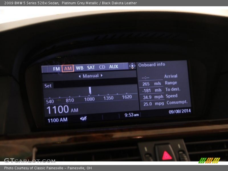 Platinum Grey Metallic / Black Dakota Leather 2009 BMW 5 Series 528xi Sedan