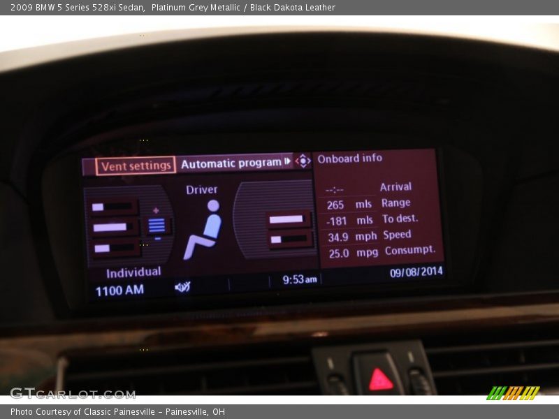 Platinum Grey Metallic / Black Dakota Leather 2009 BMW 5 Series 528xi Sedan