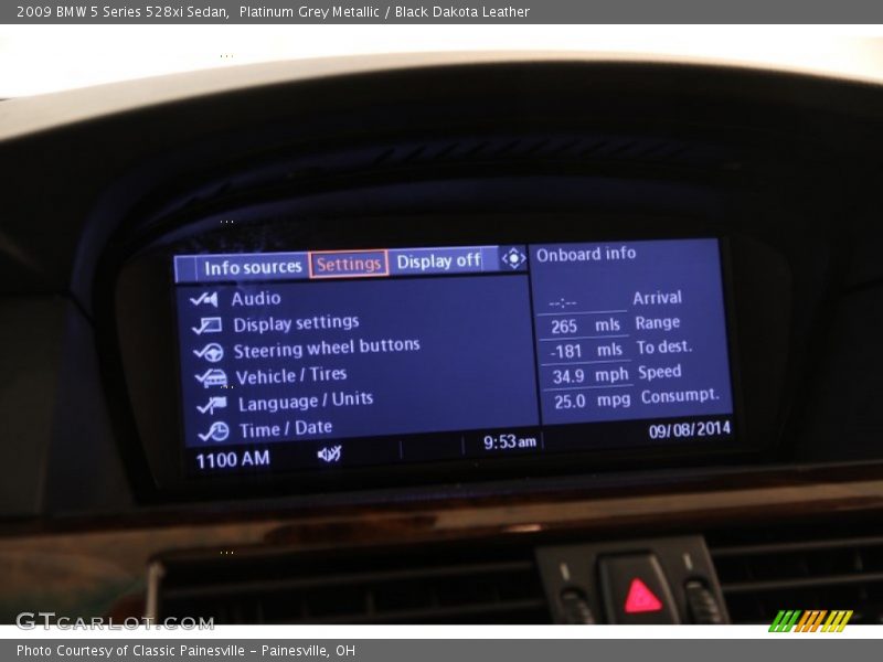 Platinum Grey Metallic / Black Dakota Leather 2009 BMW 5 Series 528xi Sedan