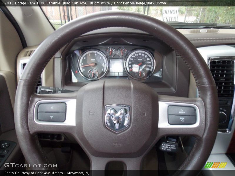 Bright White / Light Pebble Beige/Bark Brown 2011 Dodge Ram 1500 Laramie Quad Cab 4x4
