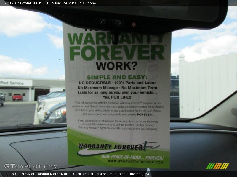 Silver Ice Metallic / Ebony 2012 Chevrolet Malibu LT