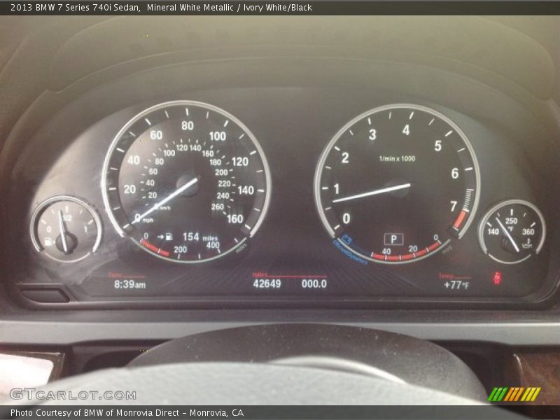 Mineral White Metallic / Ivory White/Black 2013 BMW 7 Series 740i Sedan